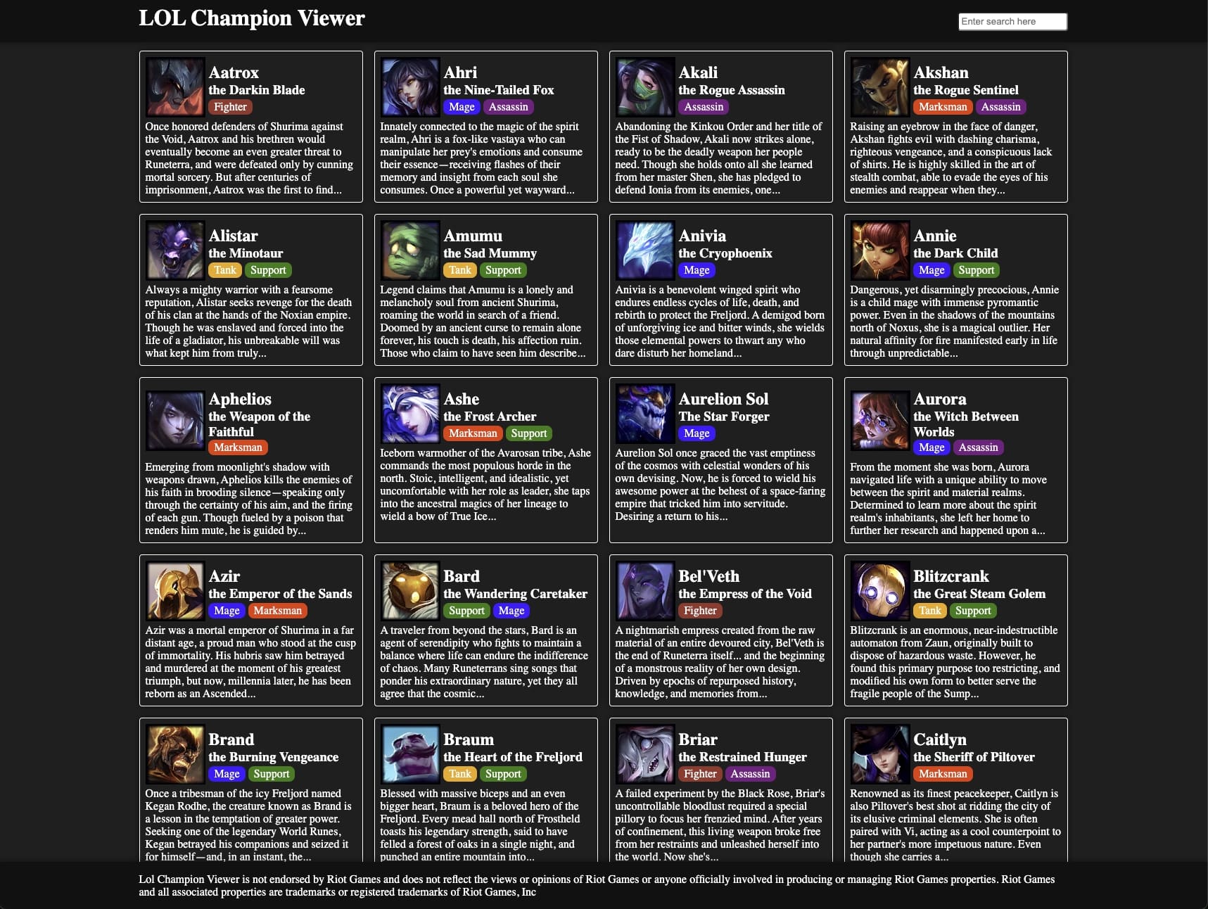 lolchampionviewer project Screenshot